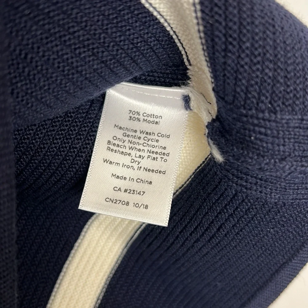 EUC Talbots sweater tank striped navy and cream LP - Picture 6 of 6